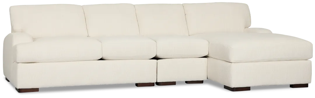 Alpha White Fabric Small Right Chaise Sectional