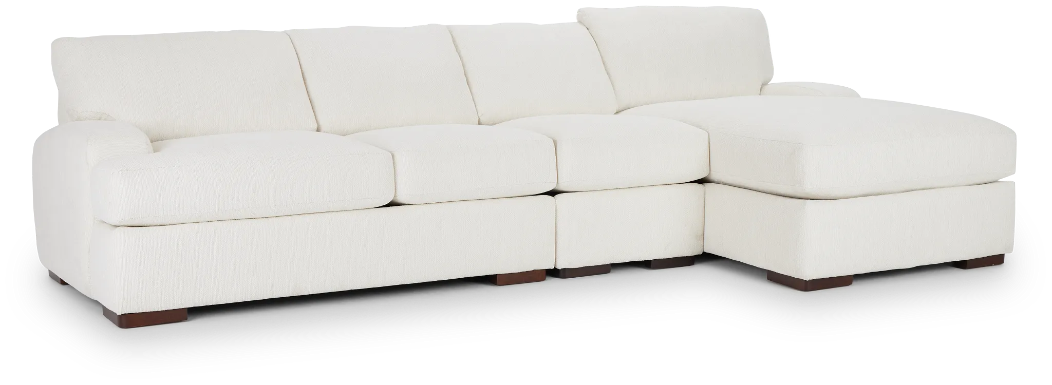 Alpha White Fabric Small Right Chaise Sectional