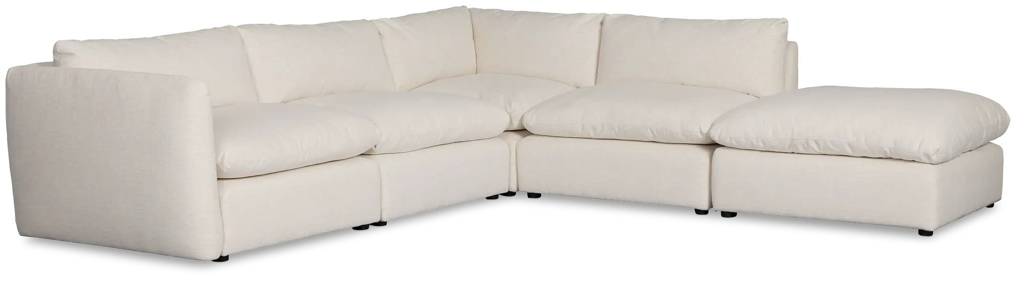Serena White Fabric 5-piece Left Facing Bumper Sectional Serena White Fabric 5-piece Left Facing Bumper Sectional