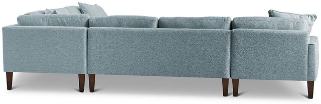 Morgan Teal Fabric Medium Left Chaise Sectional W/ Wood Legs
