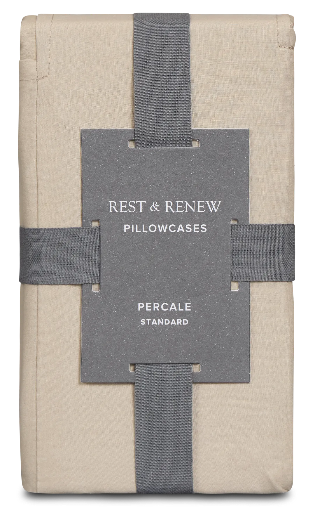 Rest & Renew Percale Cotton Beige 200 Thread Set Of 2 Pillowcases