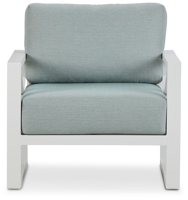 Linear White Teal Aluminum Chair