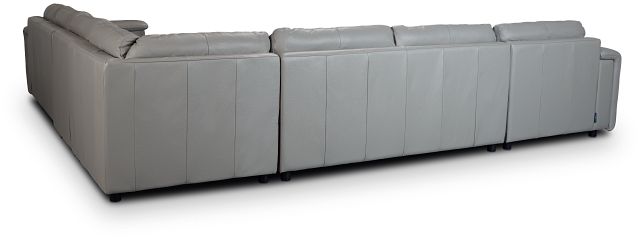Rowan Gray Leather Large Left Chaise Sectional