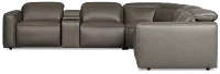 Ryland Dark Gray Lthr/vinyl Large Triple Power Reclining Two-arm Sectional
