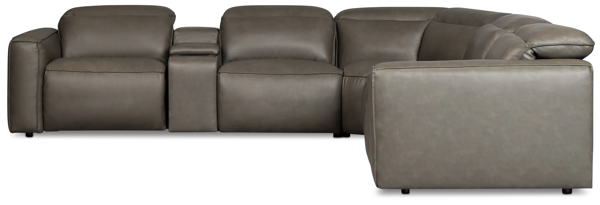 Ryland Dark Gray Lthr/vinyl Large Triple Power Reclining Two-arm Sectional