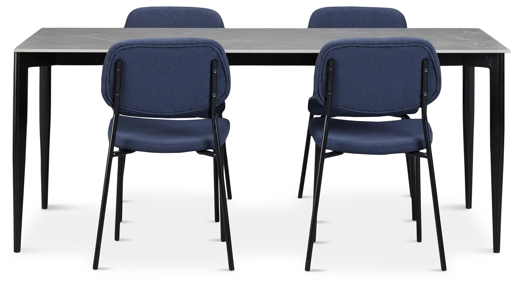 Andover Gray Rect Table & 4 Dark Blue Upholstered Chairs Andover Gray Rect Table & 4 Dark Blue Upholstered Chairs