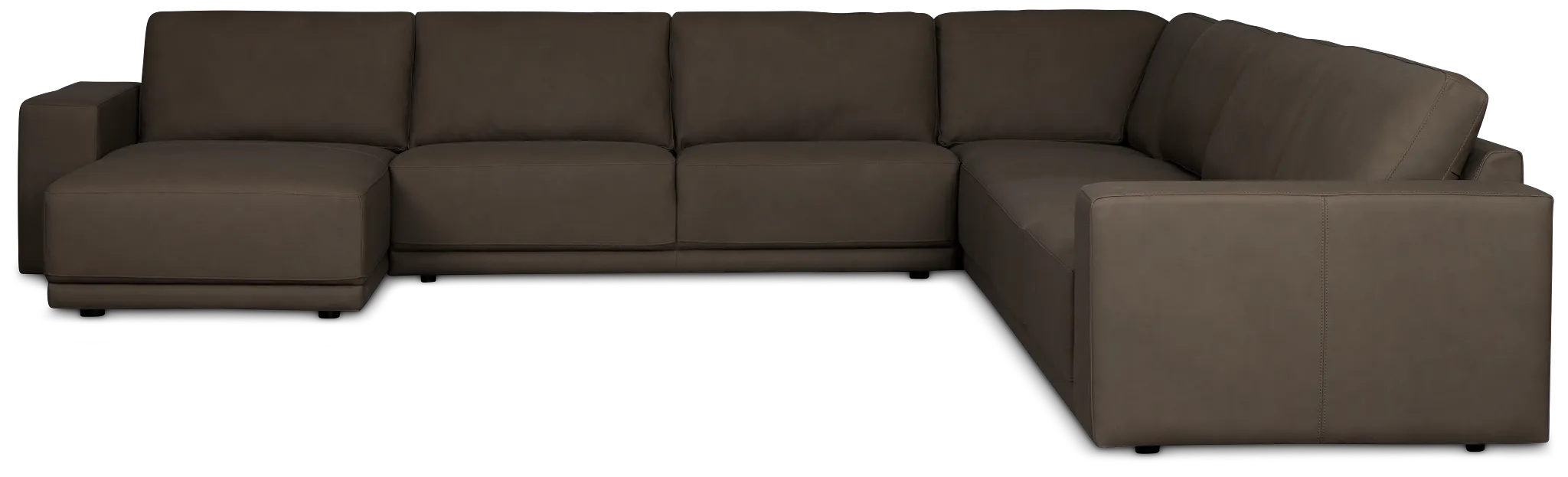 Kellan Dark Gray Leather Large Left Chaise Sectional