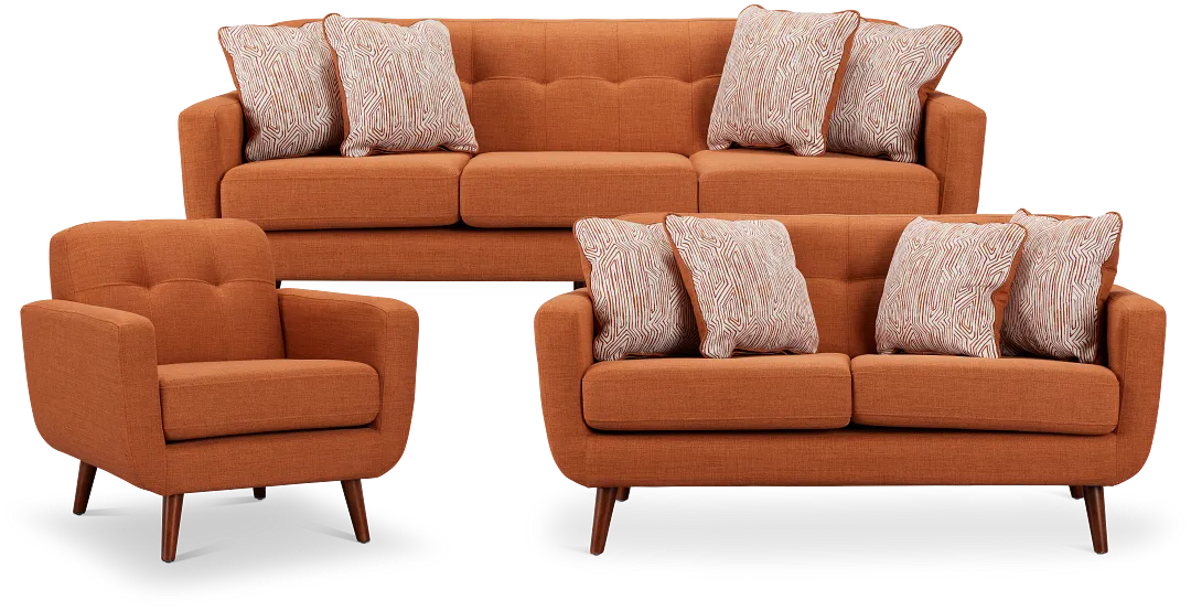 Raya Orange Fabric Living Room