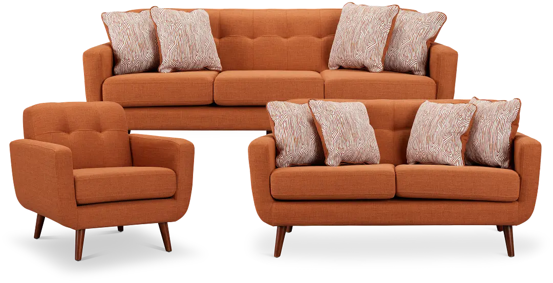 Raya Orange Fabric Living Room Raya Orange Fabric Living Room