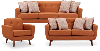 Raya Orange Fabric Living Room