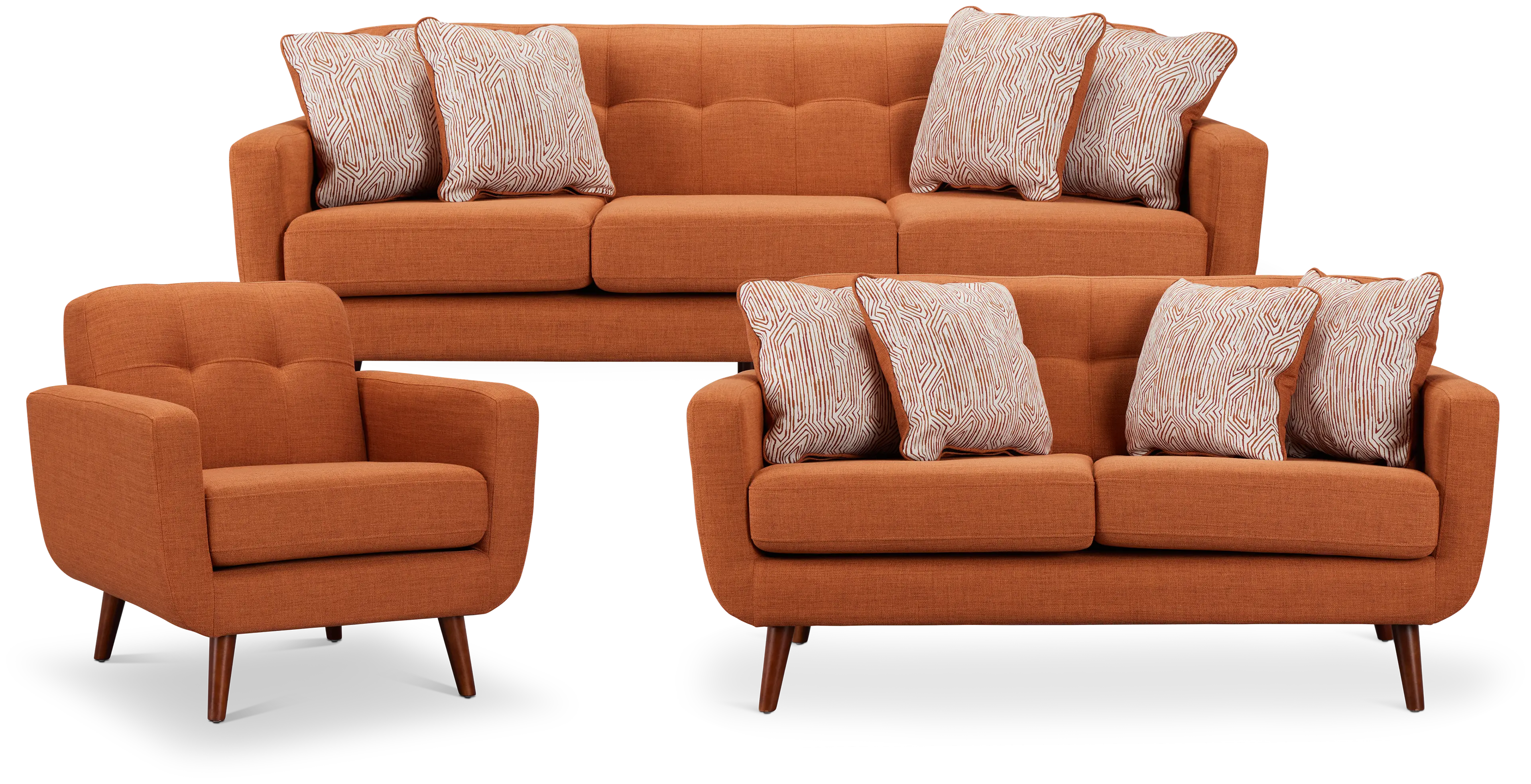 Raya Orange Fabric Living Room Raya Orange Fabric Living Room