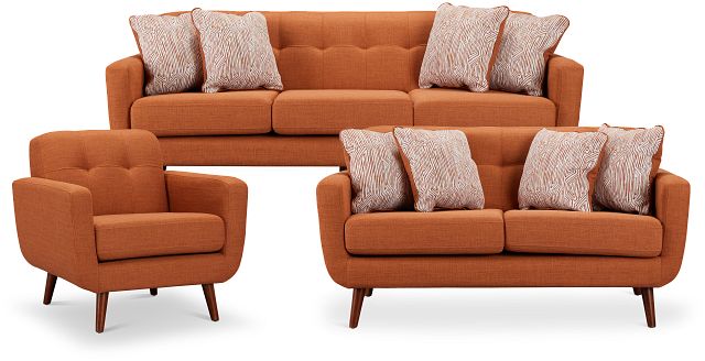 Raya Orange Fabric Living Room