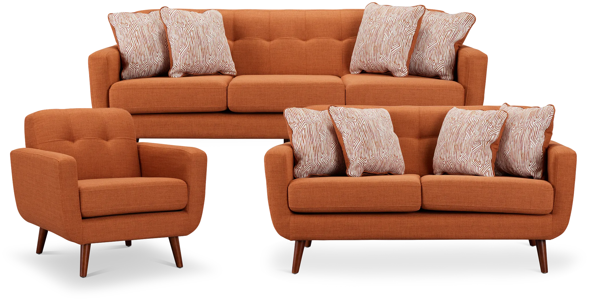 Raya Orange Fabric Living Room