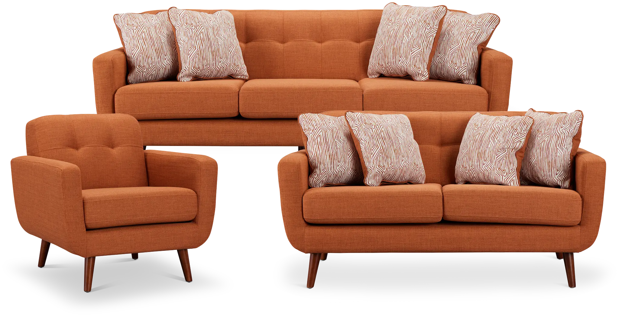 Raya Orange Fabric Living Room Raya Orange Fabric Living Room