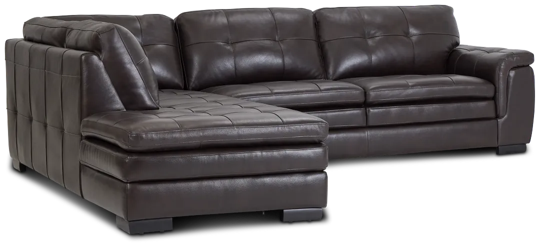 Braden Dark Brown Leather Small Left Bumper Sectional