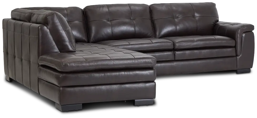 Braden Dark Brown Leather Small Left Bumper Sectional Braden Dark Brown Leather Small Left Bumper Sectional