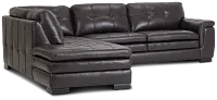 Braden Dark Brown Leather Small Left Bumper Sectional
