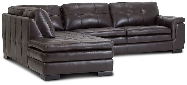 Braden Dark Brown Leather Small Left Bumper Sectional (1)