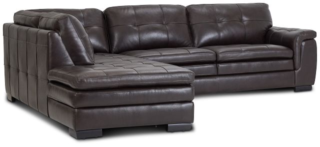 Braden Dark Brown Leather Small Left Bumper Sectional