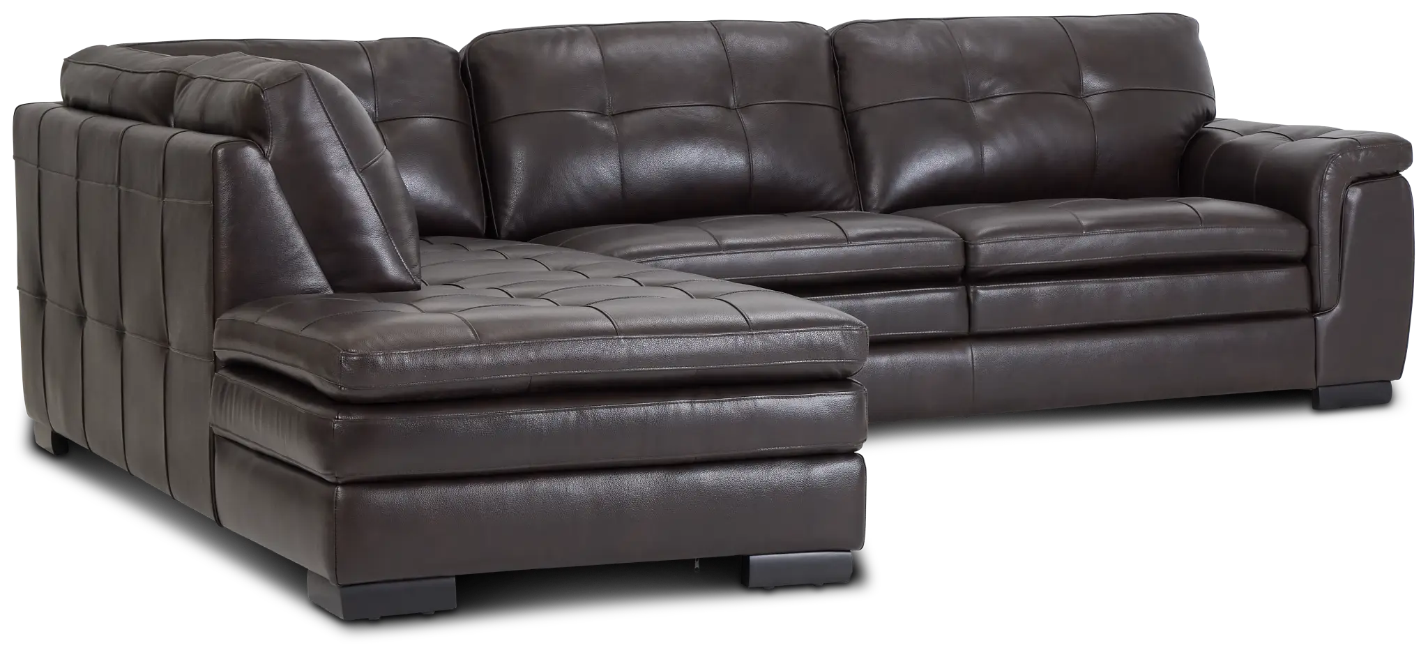 Braden Dark Brown Leather Small Left Bumper Sectional Braden Dark Brown Leather Small Left Bumper Sectional