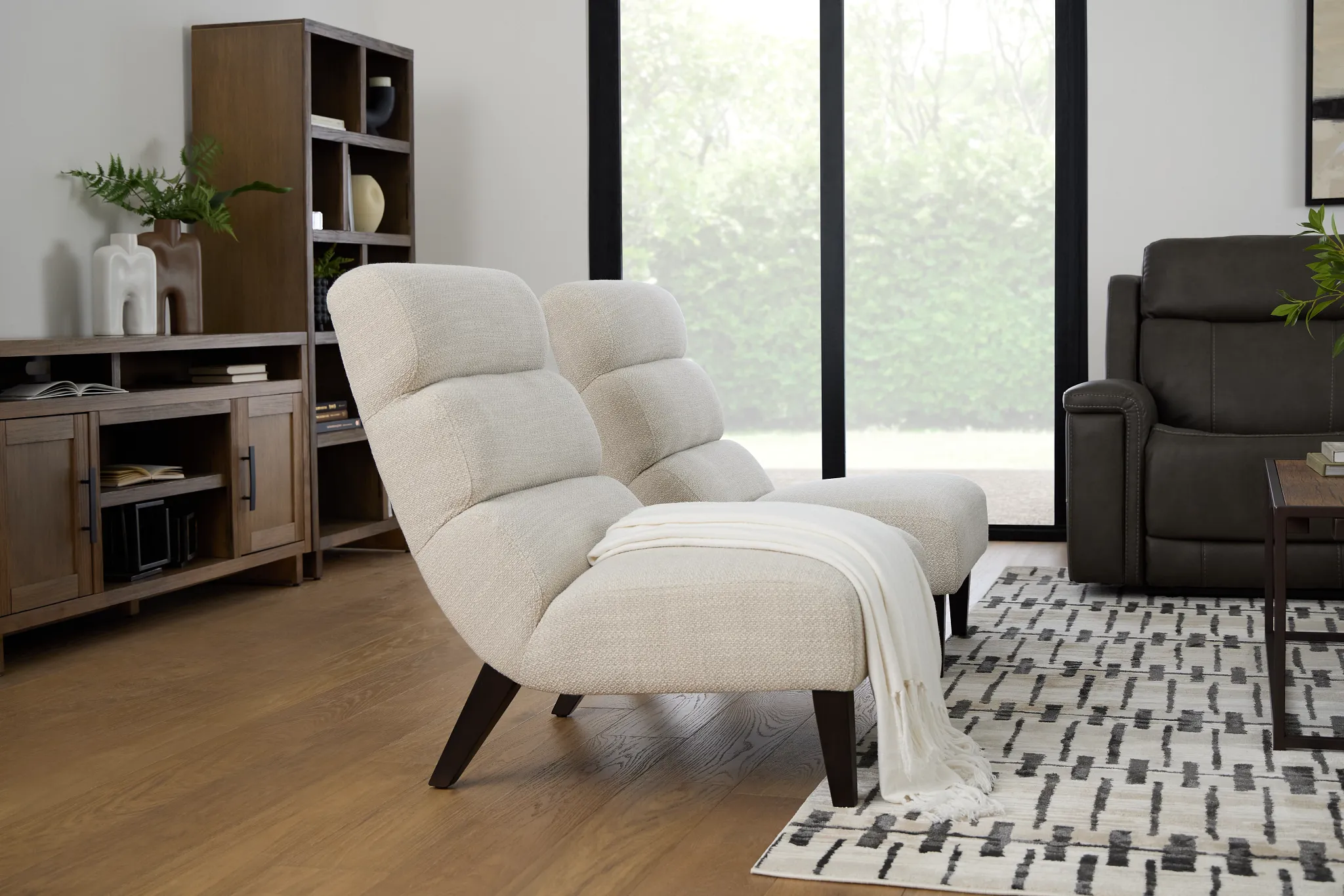 Emily Beige Fabric Accent Chair
