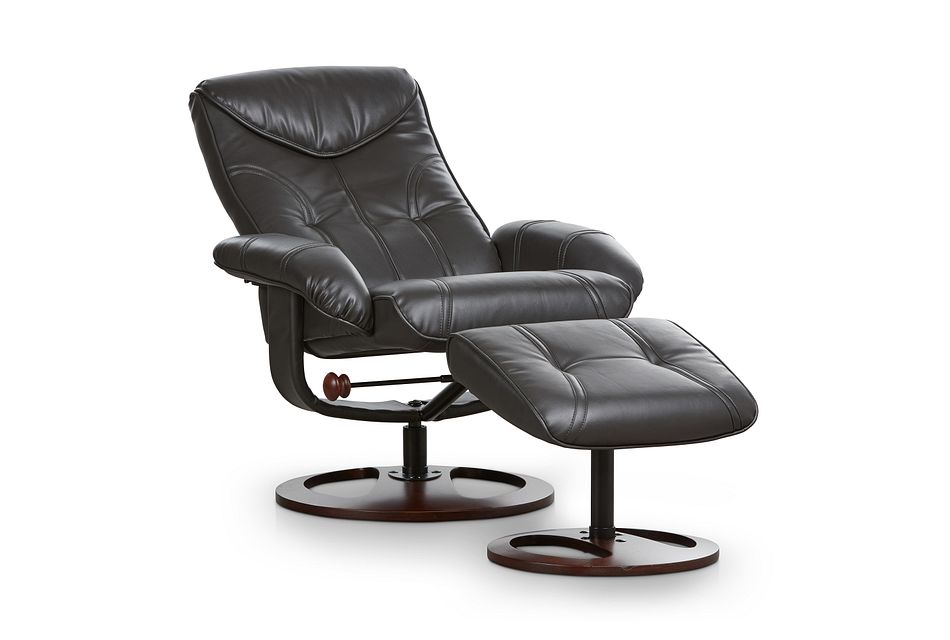 Willis Dark Gray Micro Recliner & Ottoman, (1)