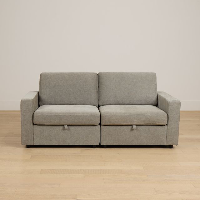 Addie Gray Fabric 2-piece Modular Storage Sofa