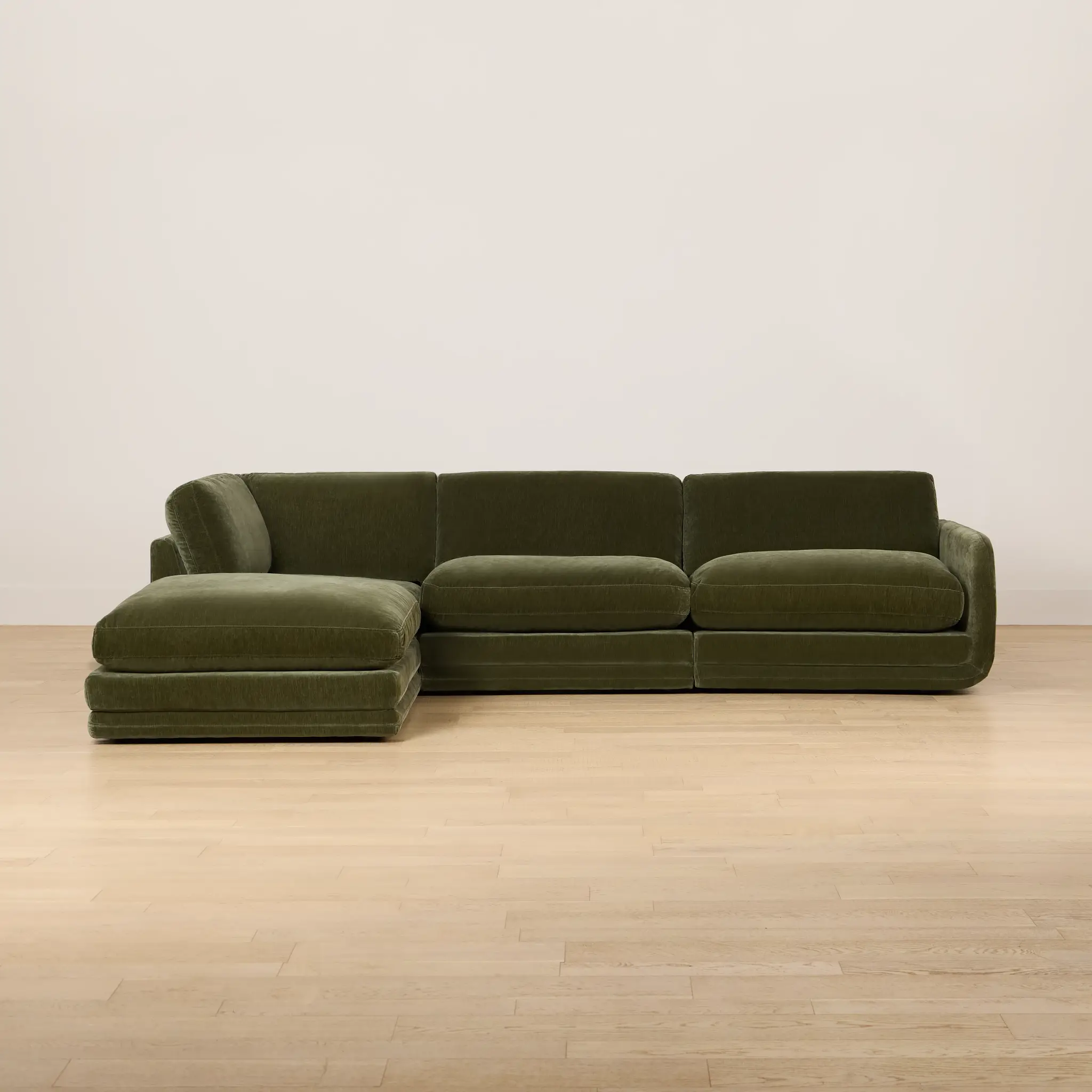 Jules Green Velvet 4-piece Left Facing Bumper Sectional Jules Green Velvet 4-piece Left Facing Bumper Sectional
