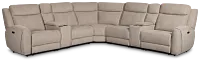 Walker Beige Fabric Large Triple Power Reclining Two-arm Sectional