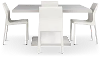 Miami White 59" Rectangular Table & 4 Upholstered Chairs