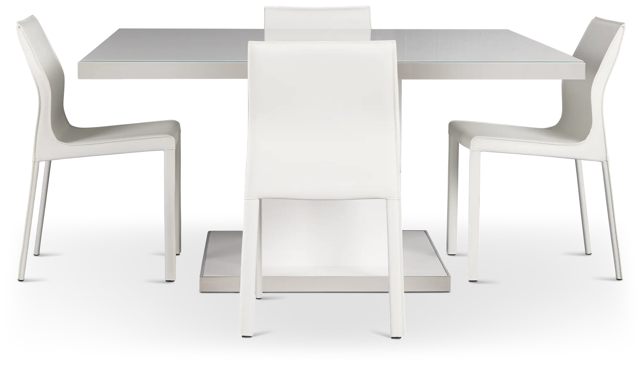 Miami White 59" Rectangular Table & 4 Upholstered Chairs Miami White 59" Rectangular Table & 4 Upholstered Chairs