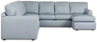 Rhodes Light Blue Fabric Large Right Chaise Sectional