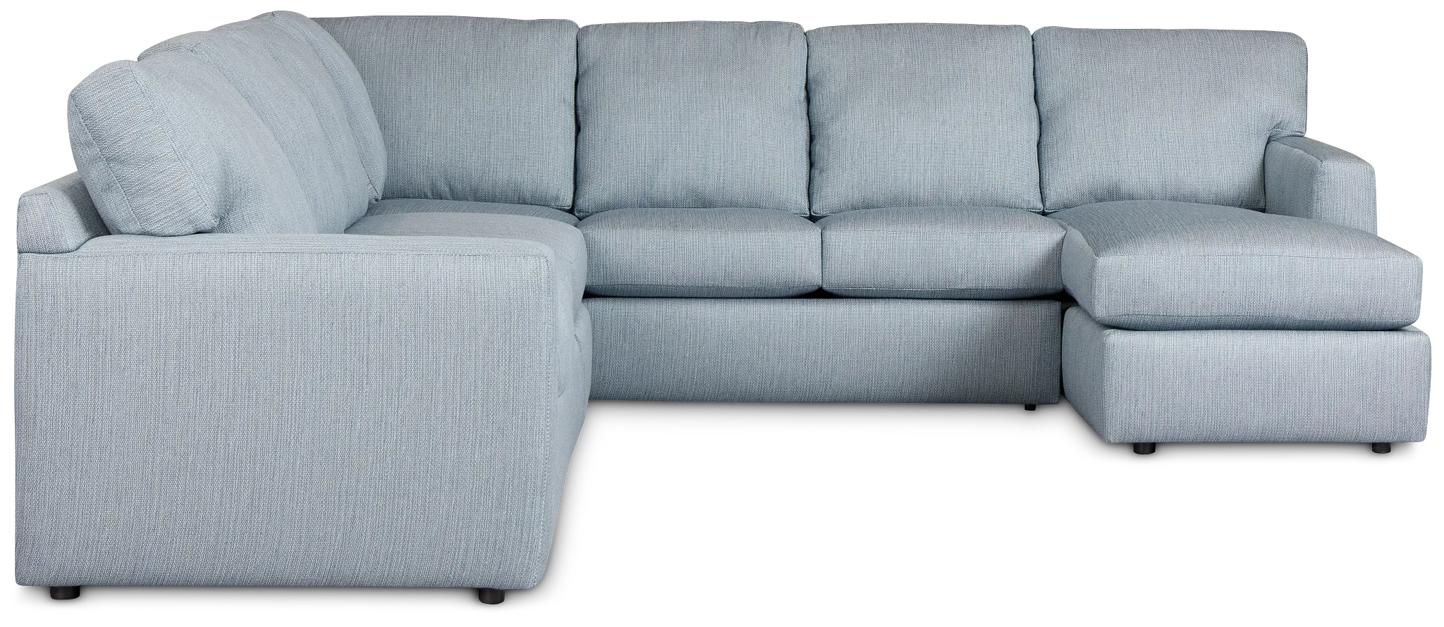 Rhodes Light Blue Fabric Large Right Chaise Sectional