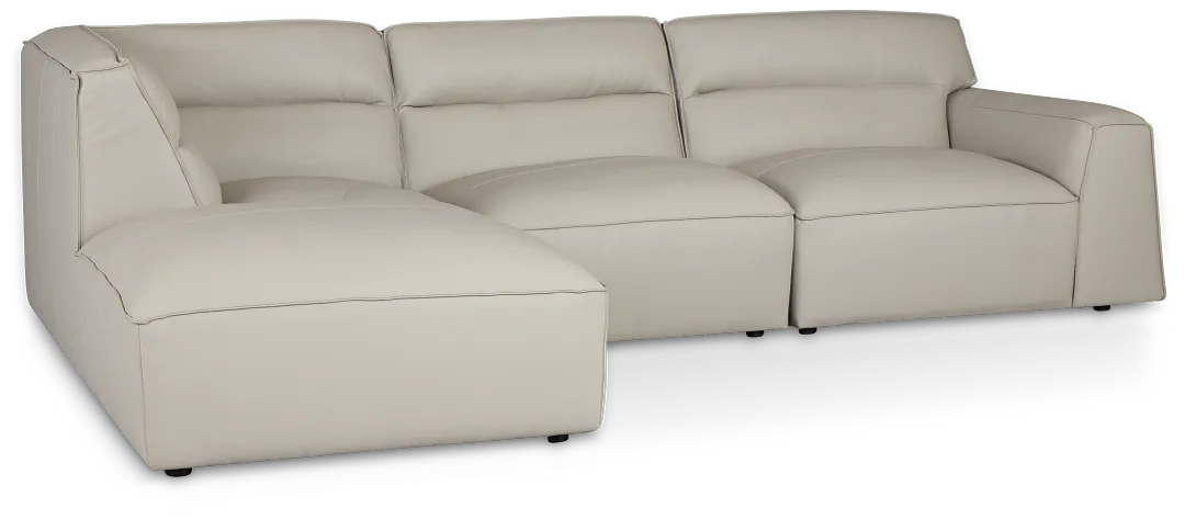 Blanca Gray Leather 4-piece Bumper Sectional