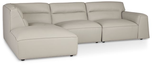 Blanca Gray Leather 4-piece Bumper Sectional