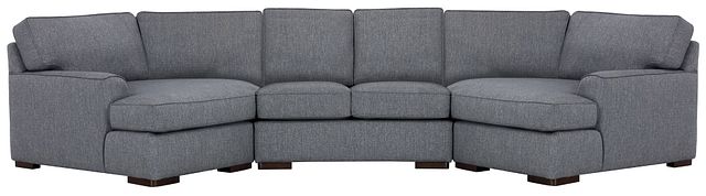 Austin Blue Fabric Dual Cuddler Sectional