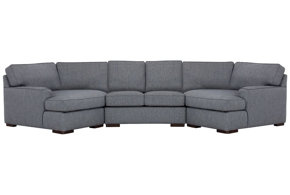 Austin Blue Fabric Dual Cuddler Sectional Living Room Sectionals City Furniture Austin Blue Fabric Dual Cuddler, Double Cuddler Sectional Sofa