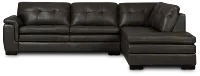 Braden Dark Gray Leather Small Right Bumper Sectional