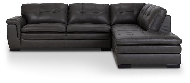 Braden Dark Gray Leather Small Right Bumper Sectional