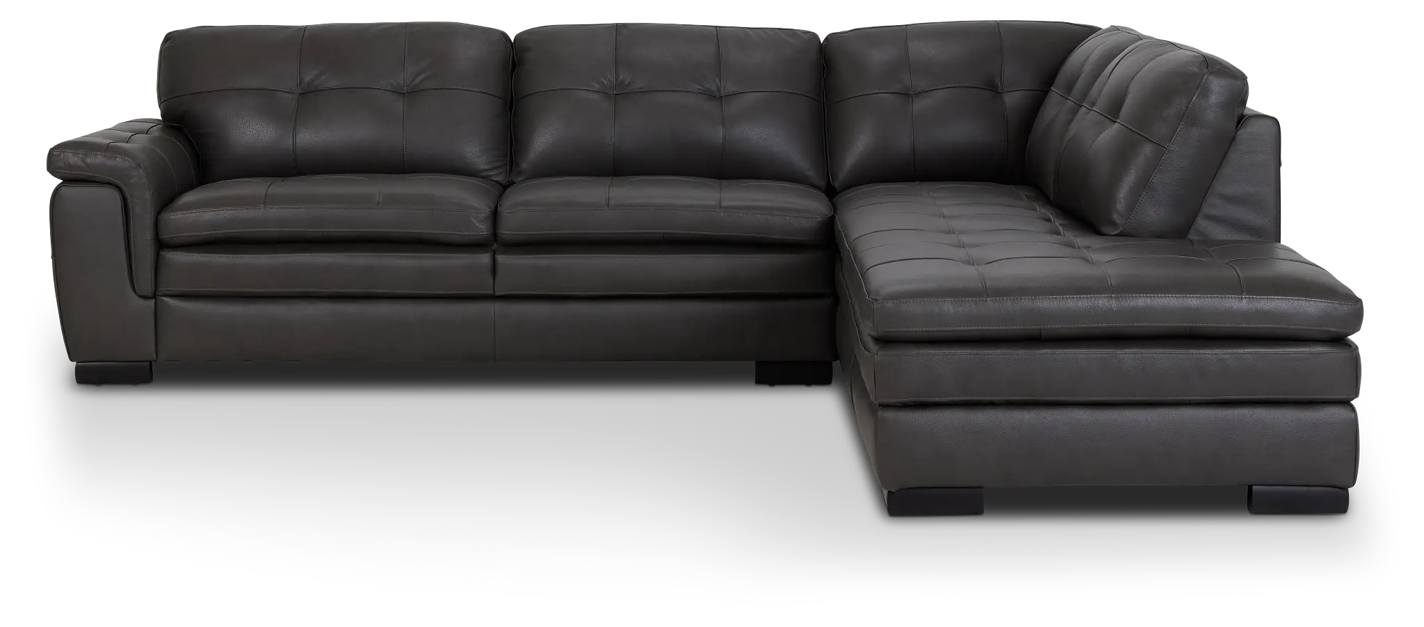 Braden Dark Gray Leather Small Right Bumper Sectional Braden Dark Gray Leather Small Right Bumper Sectional