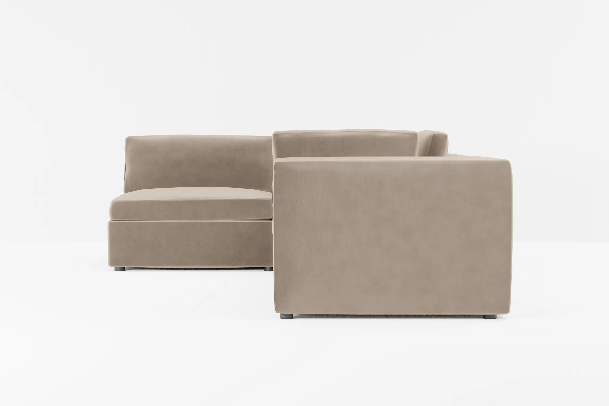 Destin Joya Beige Velvet 4-piece Modular Sectional