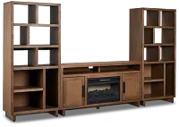 Richmond Light Tone 64" Open Pier Entertainment Wall With Fireplace