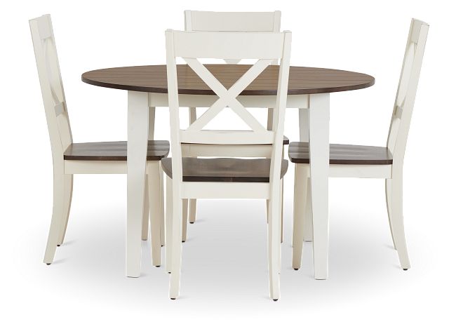 Sumter White Round Table & 4 Chairs (3)