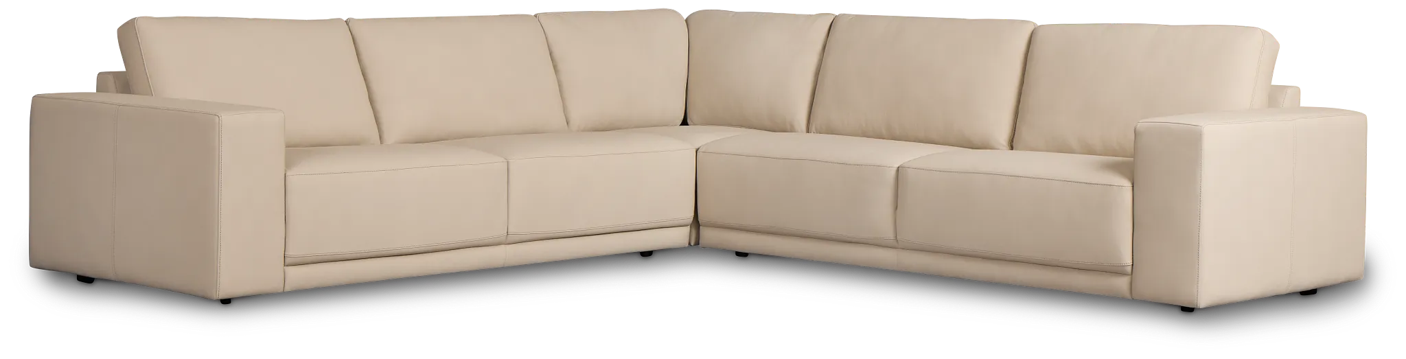 Kellan Ivory Leather Small Two-arm Sectional