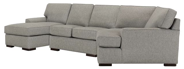 Austin Gray Fabric Left Facing Chaise Cuddler Sectional (0)