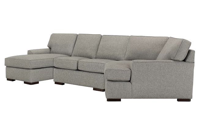 Austin Gray Fabric Left Facing Chaise Cuddler Sectional