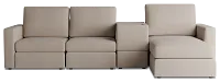 Citymod Beige Fabric Small Right Chaise Sectional With Media Console