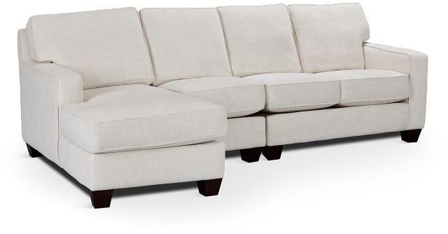 Andie White Fabric Small Left Chaise Sectional