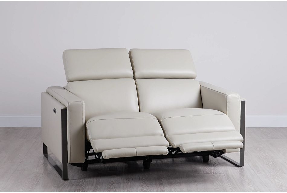 Atlas Taupe Lthr Vinyl Power Reclining Loveseat Living Room Reclining Loveseats City Furniture