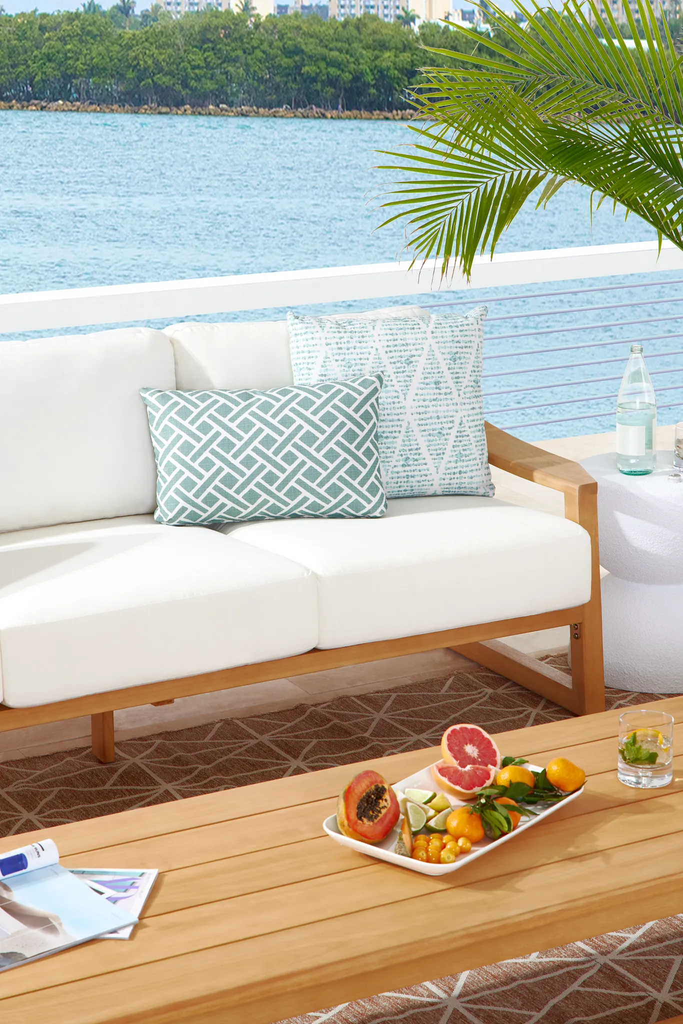 Tobago Light Tone Sofa With White Cushions